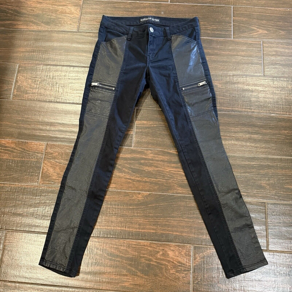 Express Jeans Stella Leggings Low Rise Zippers Leather Size 6